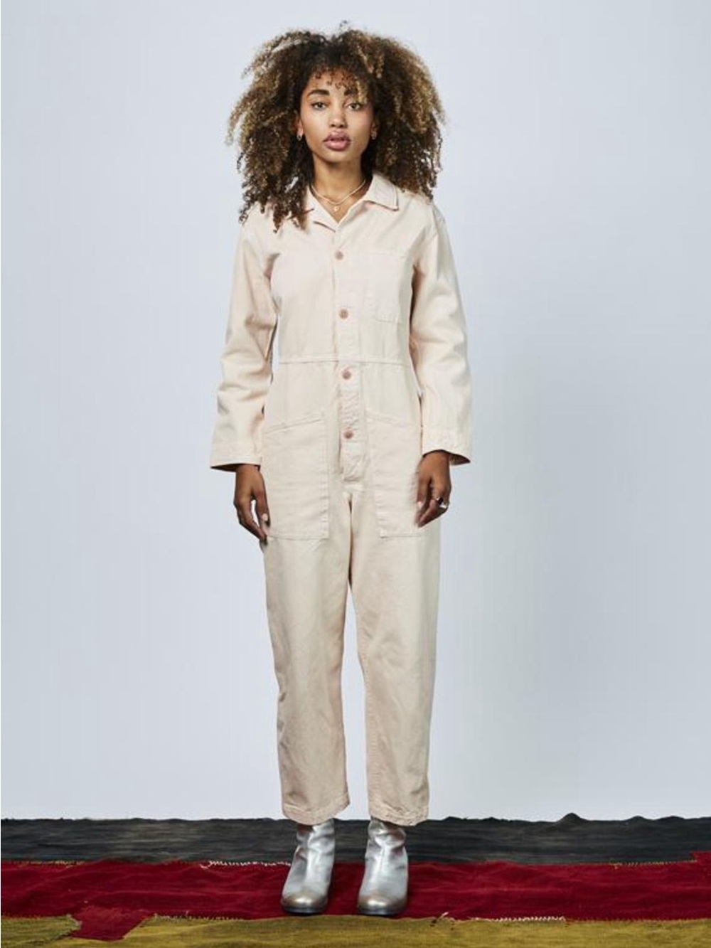 Bliss and Mischief Long Flight Suit Jumpsuit Bisque Beige Cotton Canvas Small